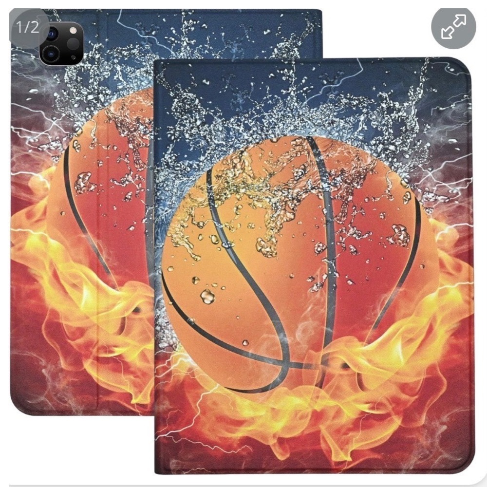 iPad Pro 11 Case Basketball Fire Water 360 Rotating Stand Pencil Holder Cover‎